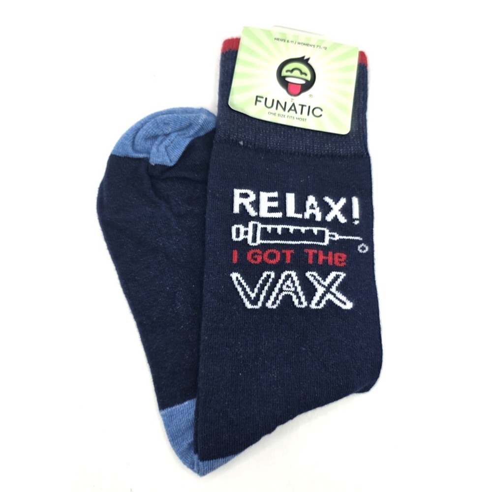 Relax I Got The Vax‎ Vaccine Socks by Funatic Men's 6-11 Women's 7.5-12 Joke USA